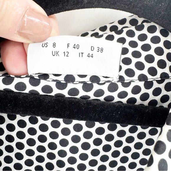 ✅ AKRIS PUNTO BLACK AND WHITE POLKA DOT BLOUSE WITH BALLOON BACK SIZE 8 - Picture 9 of 11